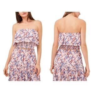 1.State Tiered Strapless Top Purple Floral Size Small NWOT $59 MSRP